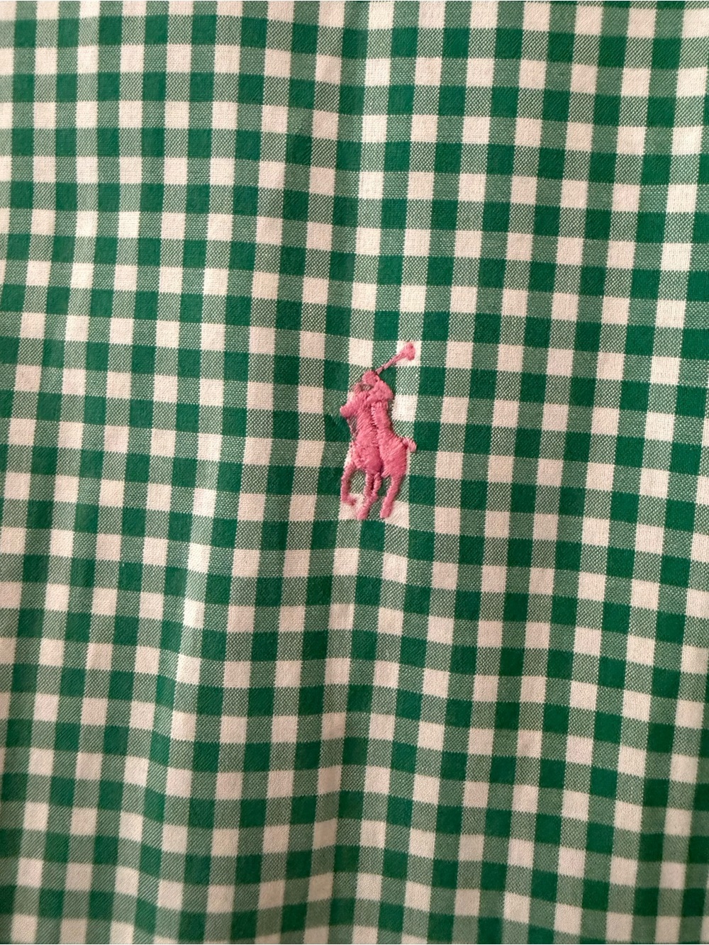 Ralph Lauren Green and White Gingham Button-Down Shirt - Picture 2 of 5